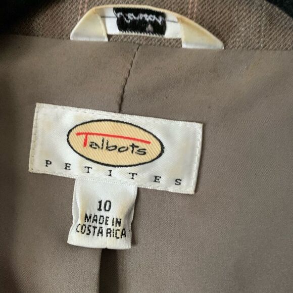 Talbots beige, striped jacket, beautiful shine, barely worn, size 10 - Picture 8 of 10
